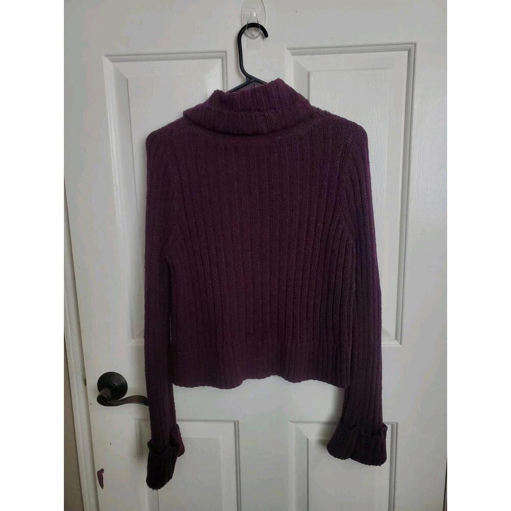 Free People Women Sm Cropped Knit Long Sleeve Turtle Neck Sweater Flared Sleeves - Picture 5 of 7
